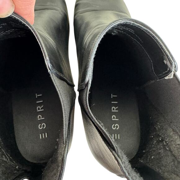 Esprit Black Tiffany Heeled Leather 90s Y2K Ankle Booties Women's Size 10 - Picture 5 of 13